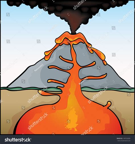Volcano Drawing royalty.